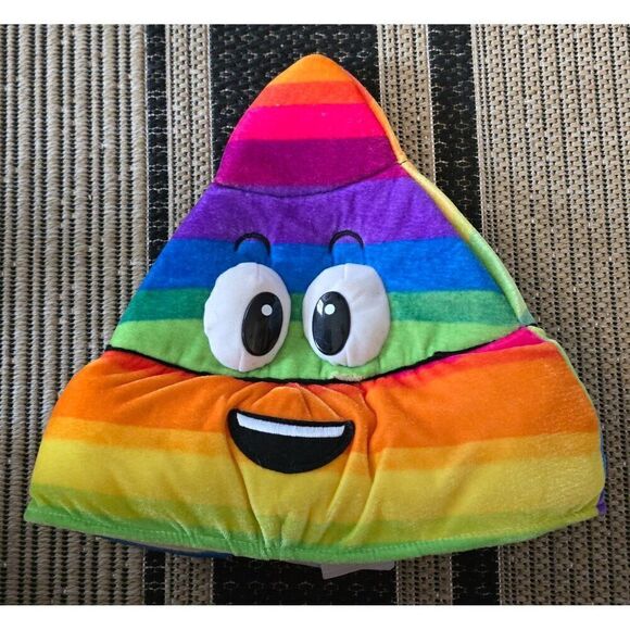 Colorful Rainbow Poop Emoji Hat Plush By Classic Toy Co. For Kids & Adults - Picture 3 of 8